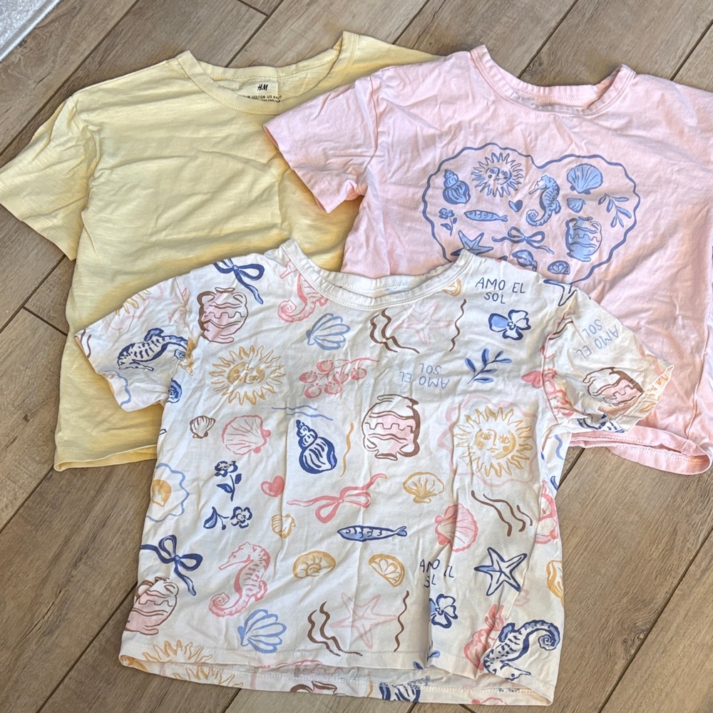 H&M Kids Short Sleeve Tees - Yellow, Pink, and Cream